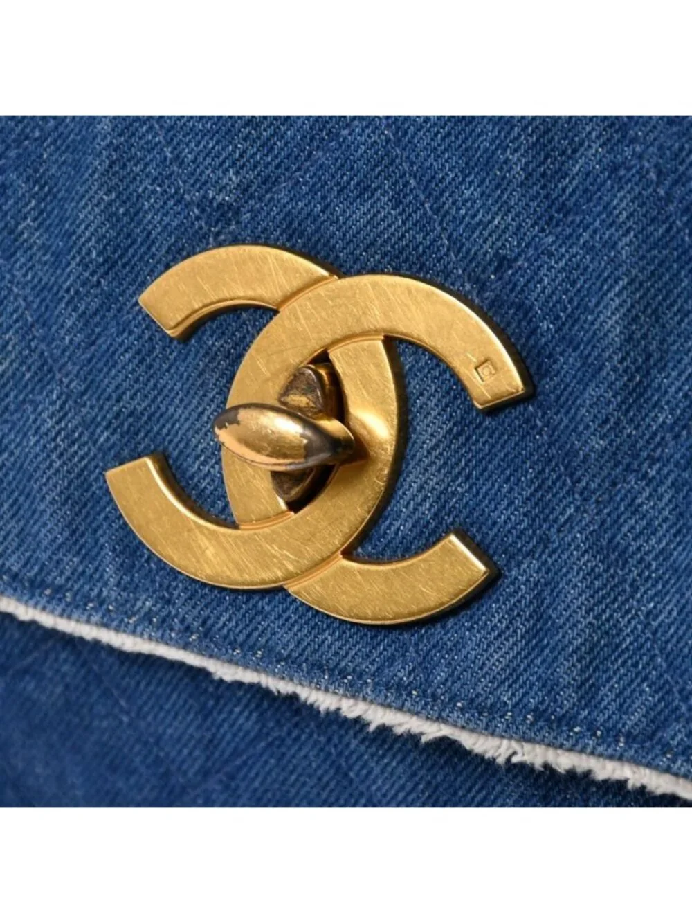 Chanel Chenel Maxi Quilted Single Flap Chain Shoulder Bag Denim Blue Gold